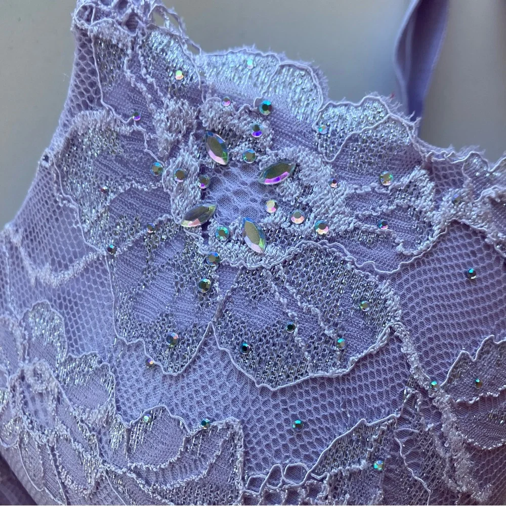 Victoria's Secret Lavender Floral Lace Rhinestone Push Up Bra 38C Shimmer Lilac - Picture 9 of 15